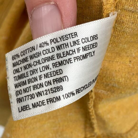 Goodfellow Mustard Yellow Black Stripe Standard Fit Crew Neck Short Sleeve Shirt - Picture 6 of 6